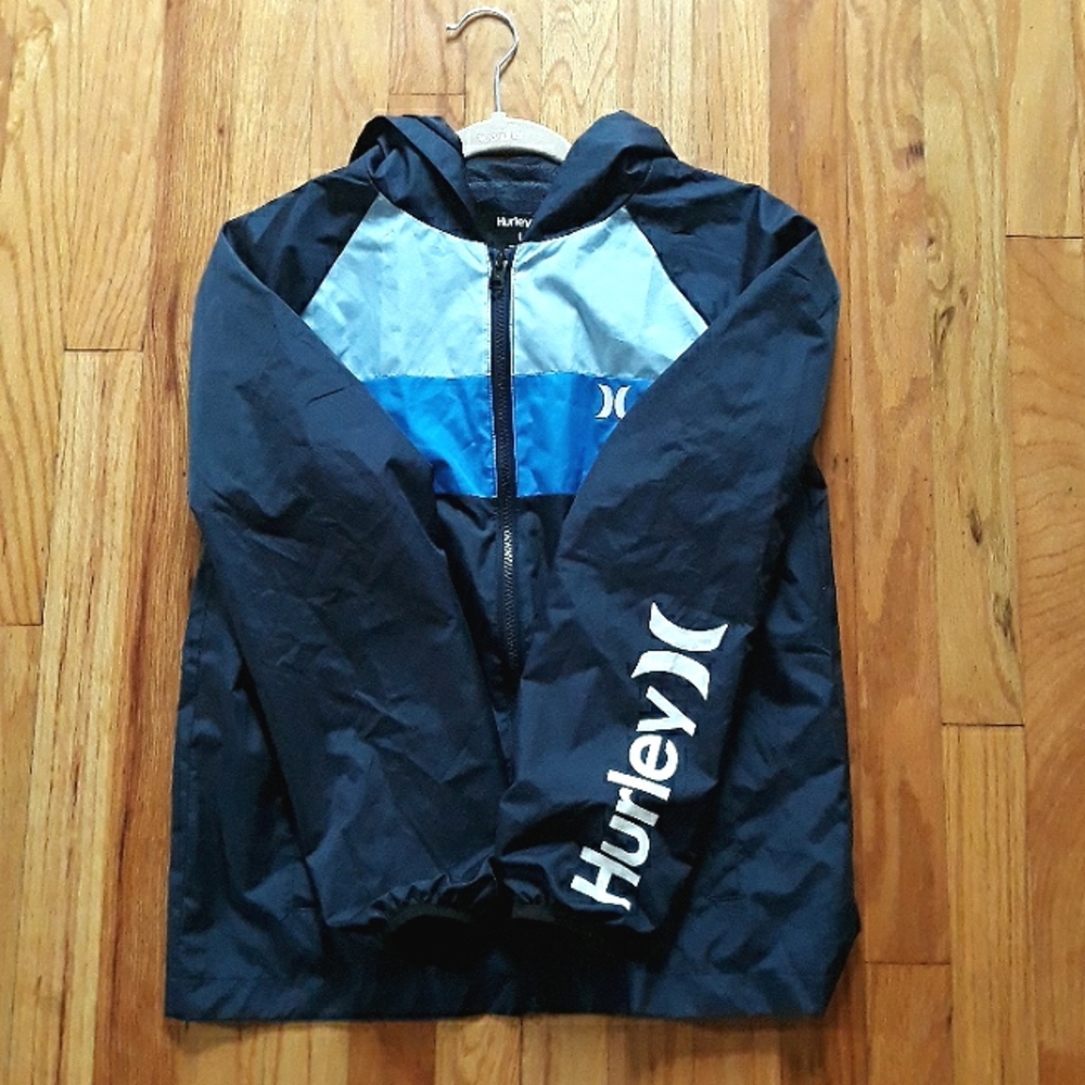NWOT Hurley Grade School Boy's Lightweight Jacket Multi Blue Size Large